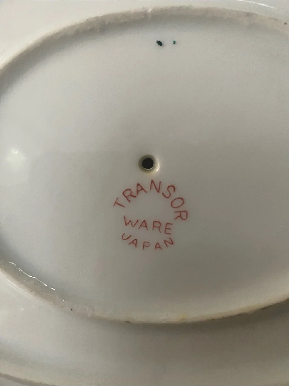 Vintage hand painted Transor Ware Japan gravy boat with attached underplot